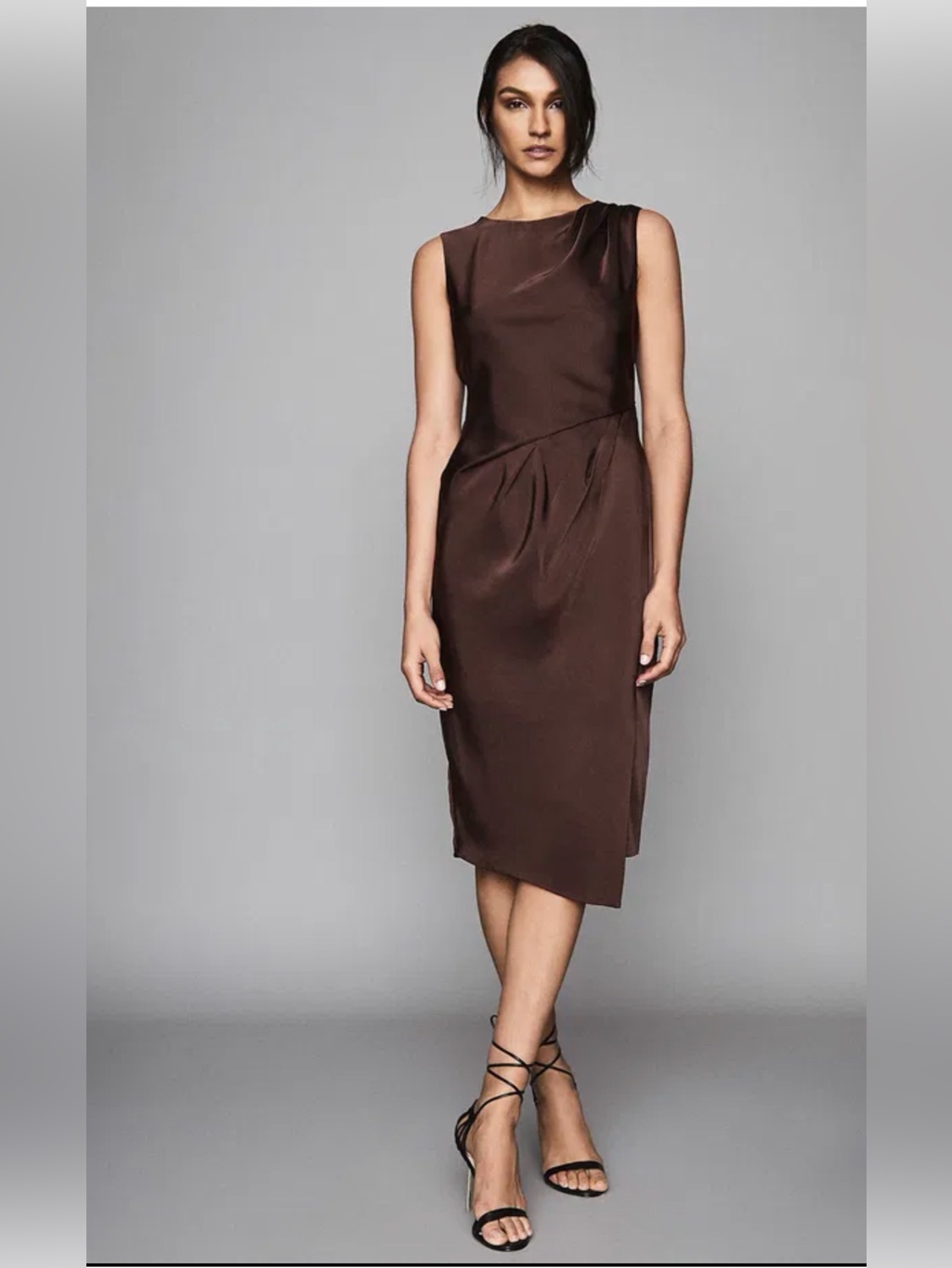 Reiss Juleta Sleeveless Chocolate Brown Sheath Dress